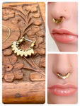 GOLD TRIBAL FAN BOHO SEPTUM RING CLICKER SURGICAL STEEL 16g 1.2mm