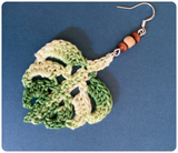 HAND CRAFTED 925 SILVER VARIEGATED GREEN CROCHET MONSTERA CHEESE PLANT LEAF EARRINGS