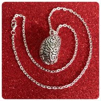 HAND CRAFTED 3D SILVER BIG BRAIN ANATOMY NECKLACE PSYCHOLOGY QUIRKY ZOMBIE RETRO