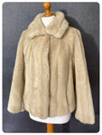 ORIGINAL VINTAGE 50’s 60’s FRENCH BLONDE CREAM FLUFFY FAUX FUR COAT JACKET UK 12