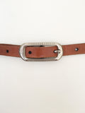 VINTAGE 70’s 80’s SKINNY WOVEN DEEP TAN LEATHER BELT BOHEMIAN