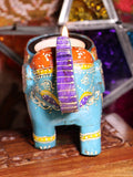 Wooden Indian Elephant Tea Light Holder (Blue) - Penny Bizarre - 3