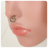 SILVER TRIBAL INDIAN MOON NON PIERCED CLIP ON FAKE SEPTUM RING