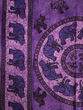 Indian Wall Hanging Single Throw Bedspread Elephant Tye Dye Purple - Penny Bizarre - 2