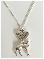 Silver Plated Whippet Greyhound Lurcher Sighthound Best Friend Heart Necklace