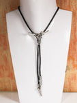 Hand Crafted Steer Skull Bootlace Bolo Tie Western Necklace - Penny Bizarre - 1