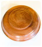 VINTAGE 70’s MID CENTURY HAND CARVED INDIAN SOLID RUSTIC WOOD DISPLAY PLATE BOWL DISH BOHO HIPPIE