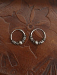 Hand Crafted 925 Sterling Silver Balinese Hoop Earrings 10mm - Penny Bizarre - 1