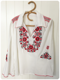 VINTAGE 1970’s EMBROIDERED PEASANT BLOUSE BOHO TOP UK8-14