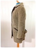 ORIGINAL VINTAGE 60’s FLUFFY SHEARLING SHEEPSKIN LEATHER TEDDY BEAR BORG JACKET COAT UK 10-12