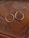 Hand Crafted 925 Sterling Silver Balinese Hoop Earrings 12mm - Penny Bizarre - 1