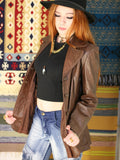 Vintage 1970s Dark Tan Leather Blazer Jacket - Penny Bizarre - 4