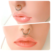SILVER SURGICAL STEEL SPRING COIL CAPTIVE CLOSURE SEPTUM NIPPLE UNISEX MEN CHUNKY BODY PIERCING RING RETRO 14g 1.6mm 14mm Dia