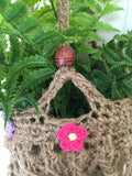 HAND MADE NATURAL JUTE FLORAL 1970’s INSPIRED MACRAME WOVEN PLANT HANGER HANGING POT