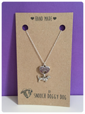 SILVER PLATED DACHSHUND SAUSAGE DOG BEST FRIEND HEART PAW PRINT NECKLACE