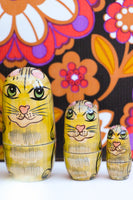 Hand-made Wooden Russian Dolls Set Tiger Cat - Penny Bizarre - 4