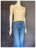 VINTAGE 1970’s CREAM SKINNY RIB CARDIGAN UK8-10