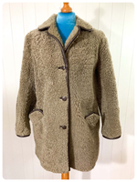 ORIGINAL VINTAGE 60’s FLUFFY SHEARLING SHEEPSKIN LEATHER TEDDY BEAR BORG JACKET COAT UK 10-12