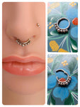 STEEL BEADS TRIBAL SEPTUM RING CLICKER SURGICAL STEEL 16g 1.2mm 8mm dia