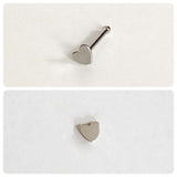 CUTE RETRO TINY SILVER HEART NOSE STUD BONE SURGICAL STEEL 7mm 0.8mm 20g