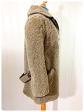 ORIGINAL VINTAGE 60’s FLUFFY SHEARLING SHEEPSKIN LEATHER TEDDY BEAR BORG JACKET COAT UK 10-12