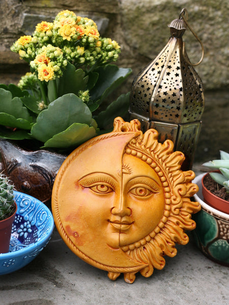Indian Unity Sun Moon Terracotta Wall Plaque - Penny Bizarre - 1