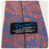 VINTAGE TOOTAL BRITAIN PAISLEY DAMASK TWO TONE ORANGE BLUE WIDE KIPPER TIE PSYCHEDELIC MOD