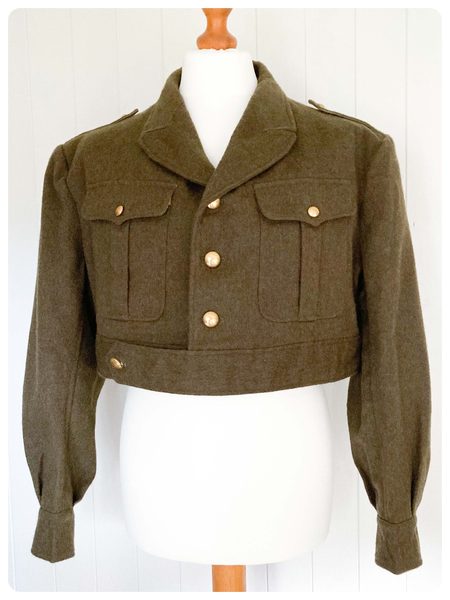 VINTAGE 40’s 50’s FRENCH ARMY MILITARY FORMAL DRESS UNIFORM CROP SHORT TUNIC JACKET L