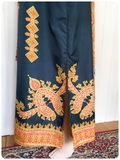 VINTAGE 70’s INDIAN PAISLEY NAVY BLUE ORANGE KAFTAN MAXI DRESS UK8-14