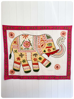 HAND MADE INDIAN ELEPHANT EMBROIDERY WALL HANGING TAPESTRY