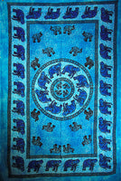 Indian Wall Hanging Single Throw Bedspread Elephant Tye Dye Turquoise - Penny Bizarre - 1