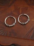 Hand Crafted 925 Sterling Silver Balinese Hoop Earrings 15mm - Penny Bizarre - 2