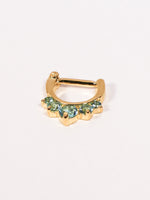 Five Gem Septum Clicker Ring (gold with turquoise stones) - Penny Bizarre