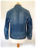 Vintage Retro 90’s Levis 71550 Blue Denim Sherpa Fleece Borg Trucker Jacket Size Small